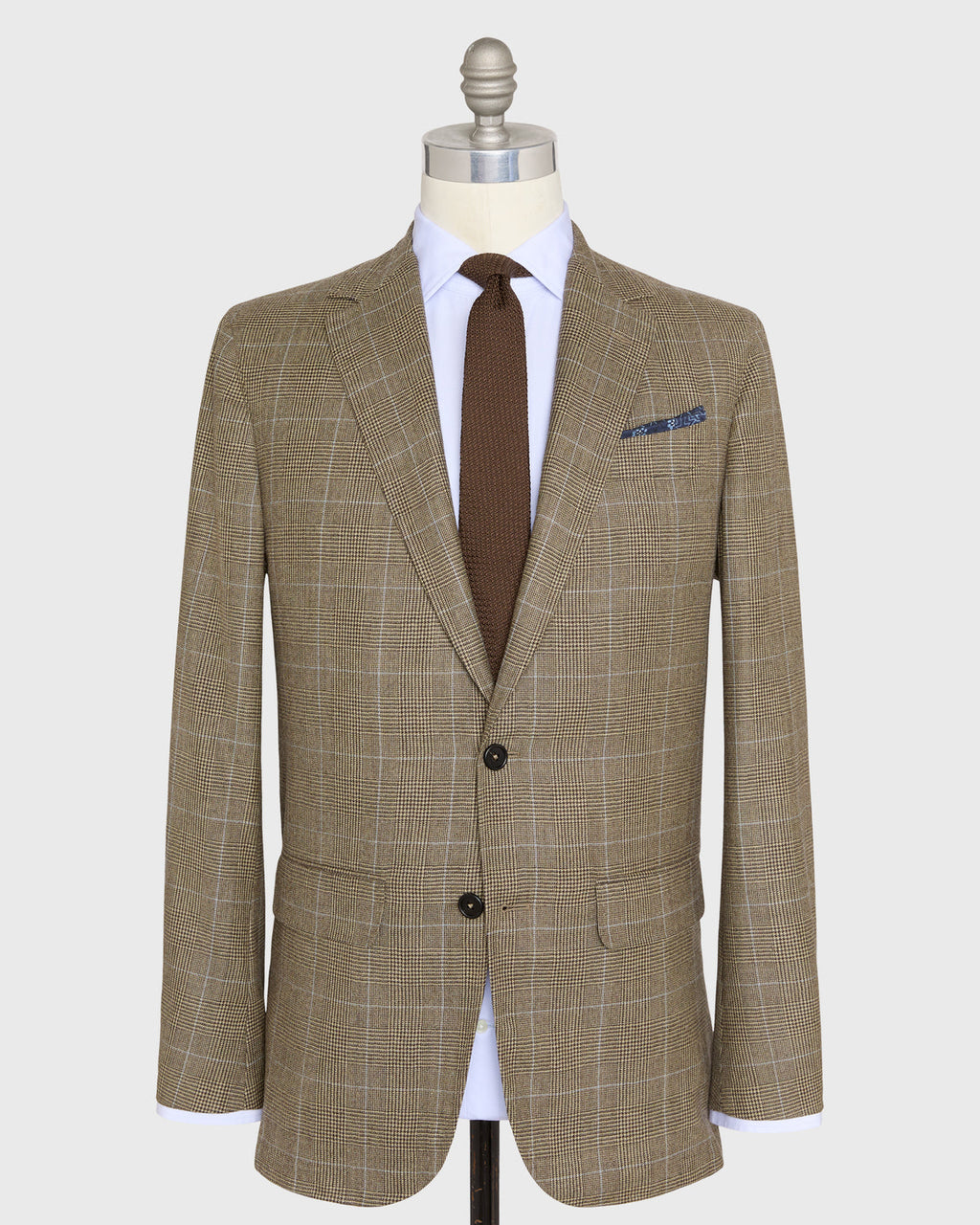 Sid Mashburn Vesper Blazer - Chocolate/Oat/Sky Glen Plaid Brushed Hopsack - product image