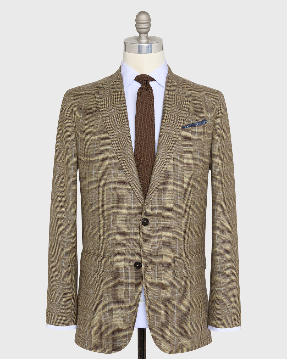 Sid Mashburn Vesper Blazer - Chocolate/Oat/Sky Glen Plaid Brushed Hopsack - product image