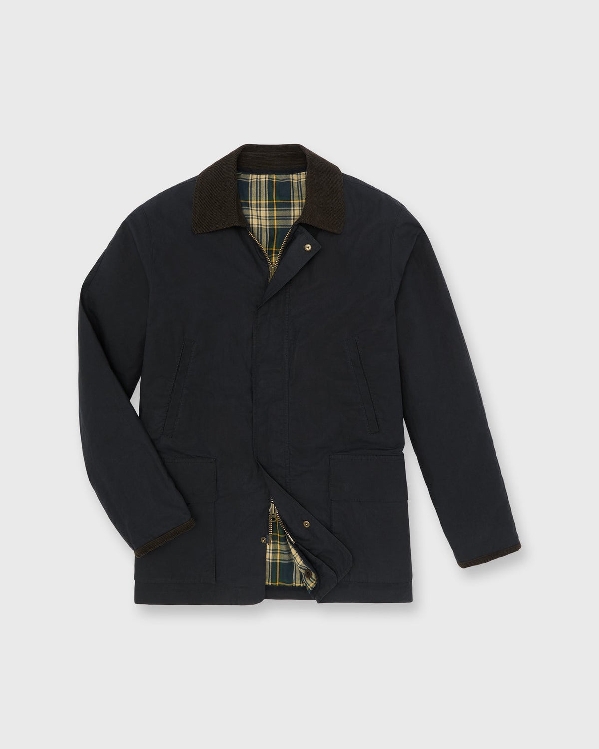 Sid Mashburn Cashpad Field Jacket - Navy Dry Waxed Poplin - front product photograph