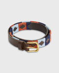 Sid Mashburn 1 1/8" Polo Belt - Orange/Sky/Navy Chocolate Brown Leather - product image
