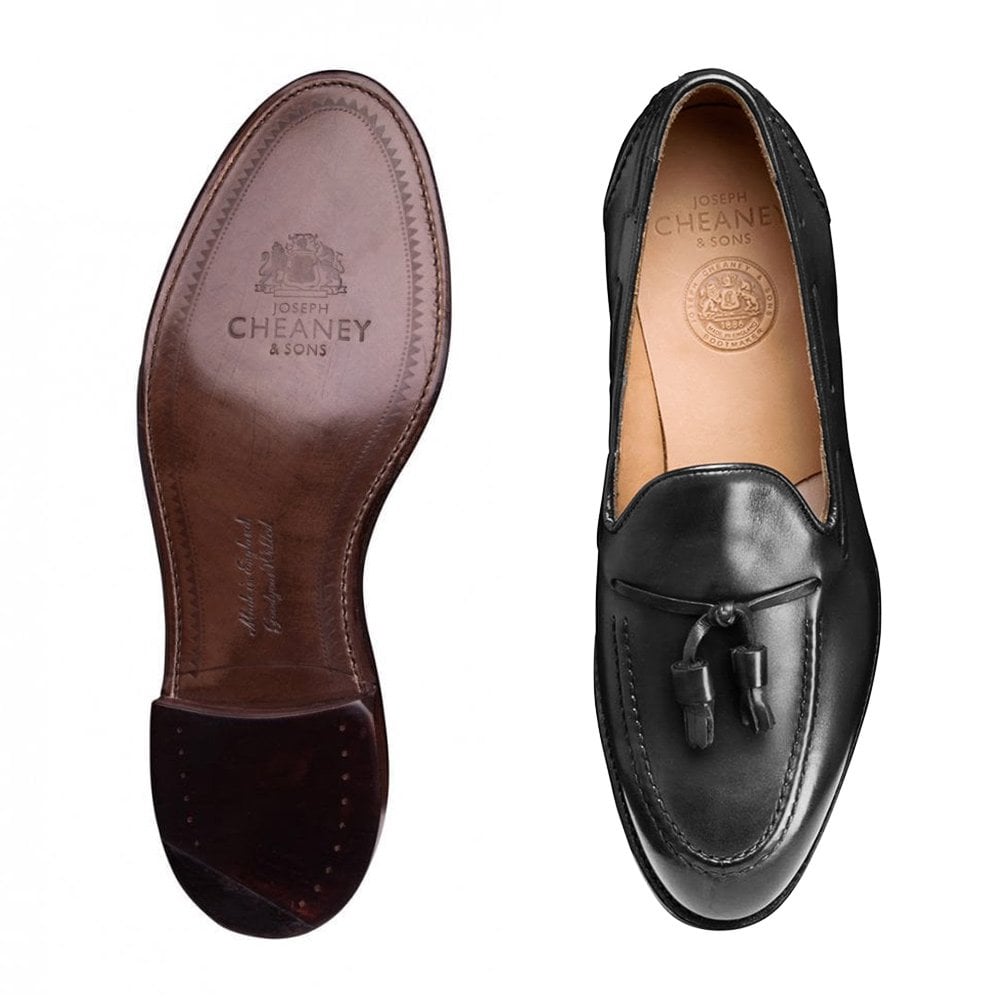 Joseph Cheaney Harry II EF Tassel Loafer in Black Calf Leather
