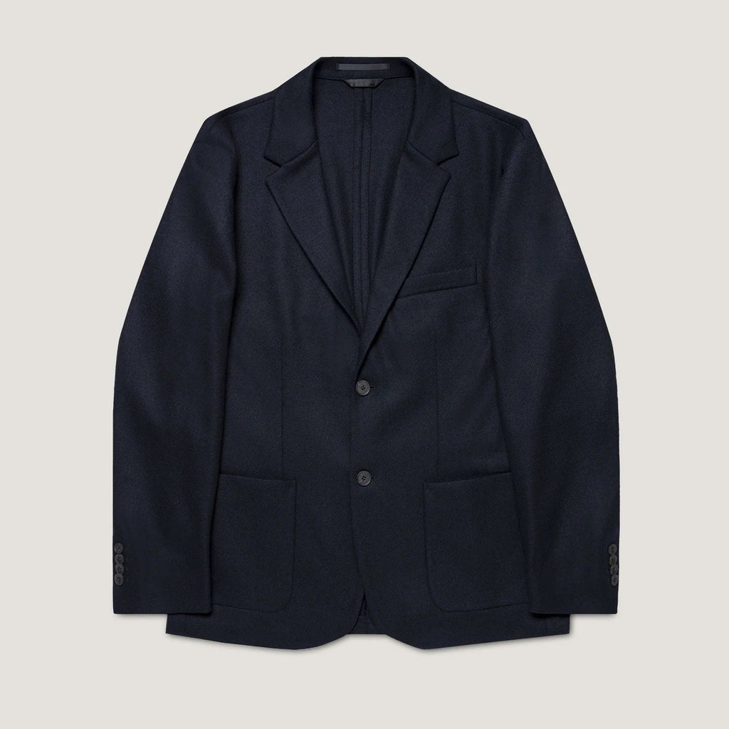 Sunspel Navy Boiled Wool Blazer