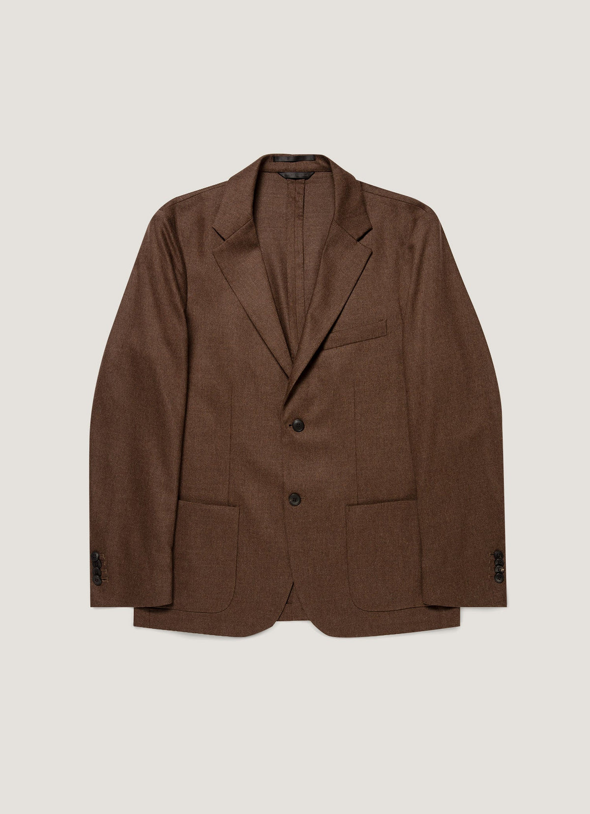 Sunspel Wool Cashmere Flannel Blazer - Light Brown Melange - garment front