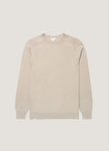 Sunspel Sea Island Cashmere Crew Neck Jumper - Stone - garment front