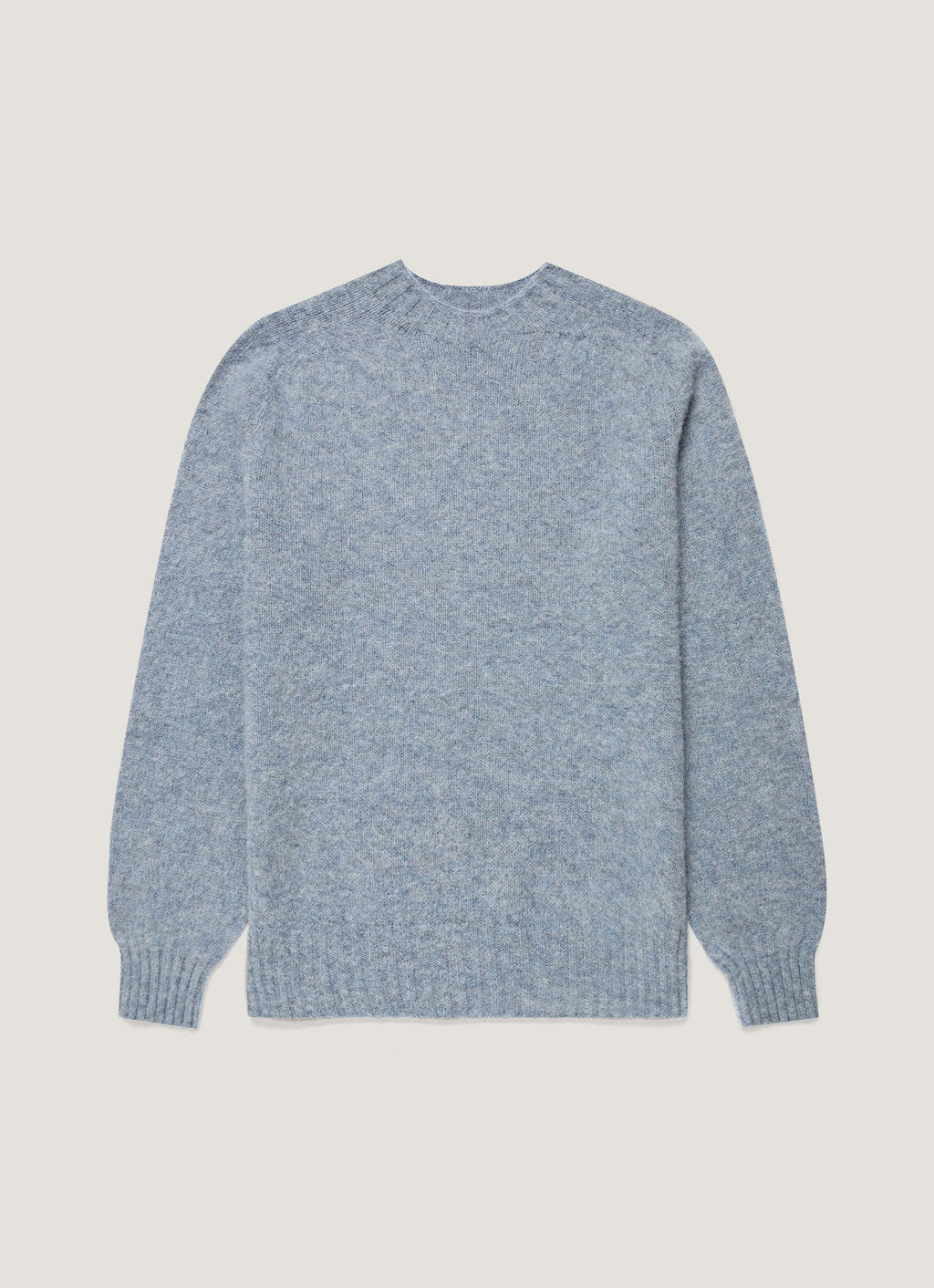 Sunspel Shetland Crew Neck Jumper - Powder Blue - garment front