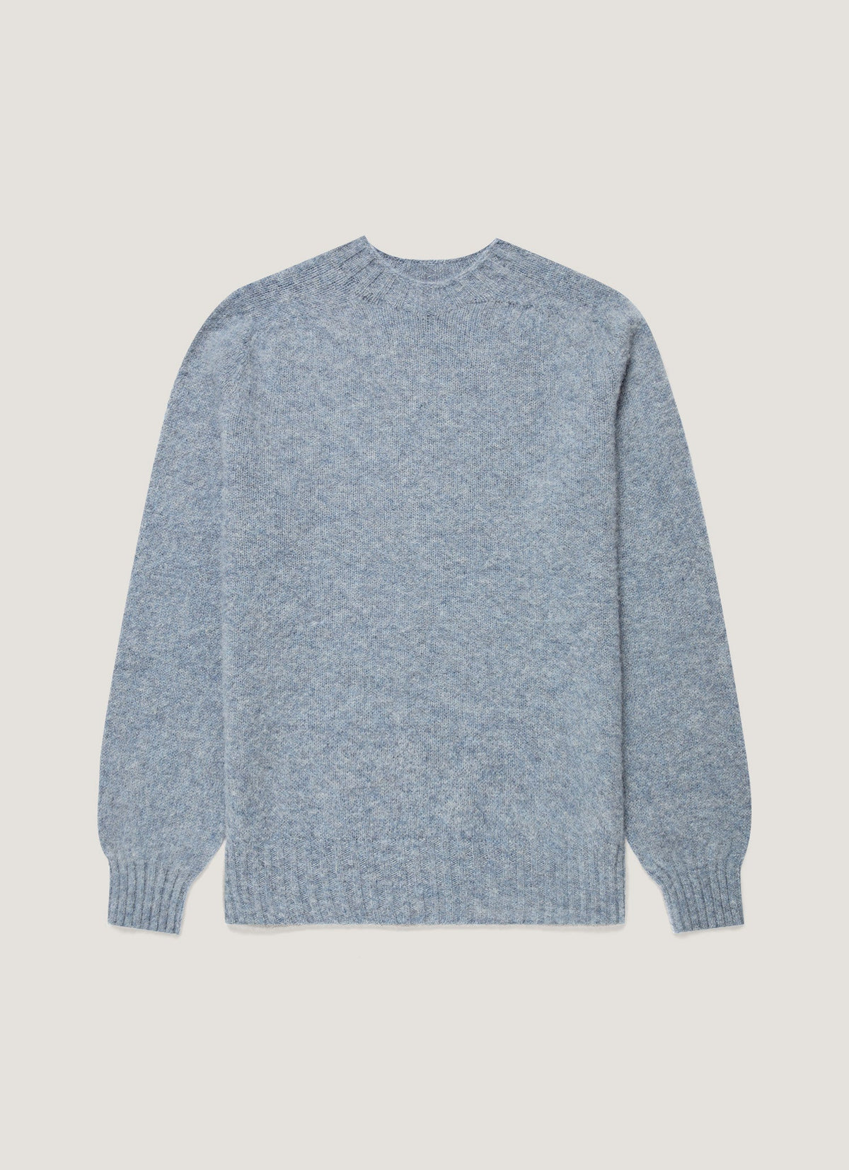 Sunspel Shetland Crew Neck Jumper - Powder Blue - garment front