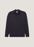 Sunspel Sea Island Cashmere Half Zip - Midnight Navy - garment front
