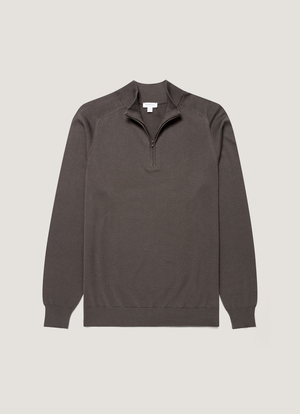 Sunspel Sea Island Cashmere Half Zip - Anthracite - garment front