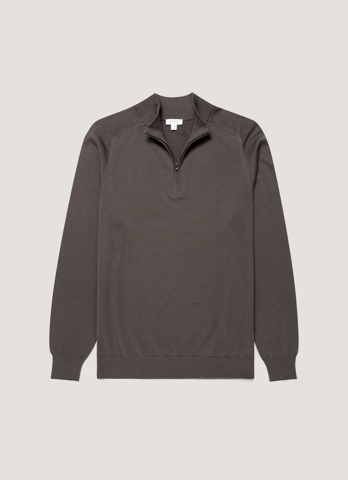 Sunspel Sea Island Cashmere Half Zip - Anthracite - garment front