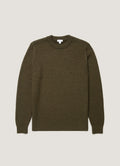 Sunspel Merino Wool Basketweave Jumper - Loden Green - garment front