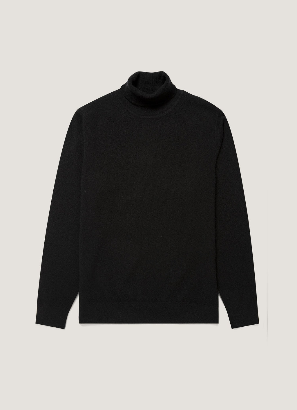 Sunspel Cashmere Roll Neck Jumper - Black - garment front