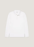 Sunspel Long Sleeve Classic Jersey Polo Shirt - White - garment front