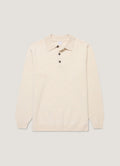 Sunspel Lambswool Knitted Polo Shirt - Oatmeal Melange - garment front