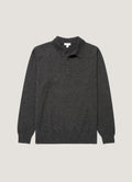 Sunspel Cashmere Knitted Polo Shirt - Charcoal Melange - garment front