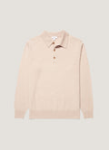 Sunspel Cashmere Knitted Polo Shirt - Swansdown - garment front