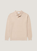 Sunspel Cotton Basketweave Polo Shirt - Stone - garment front