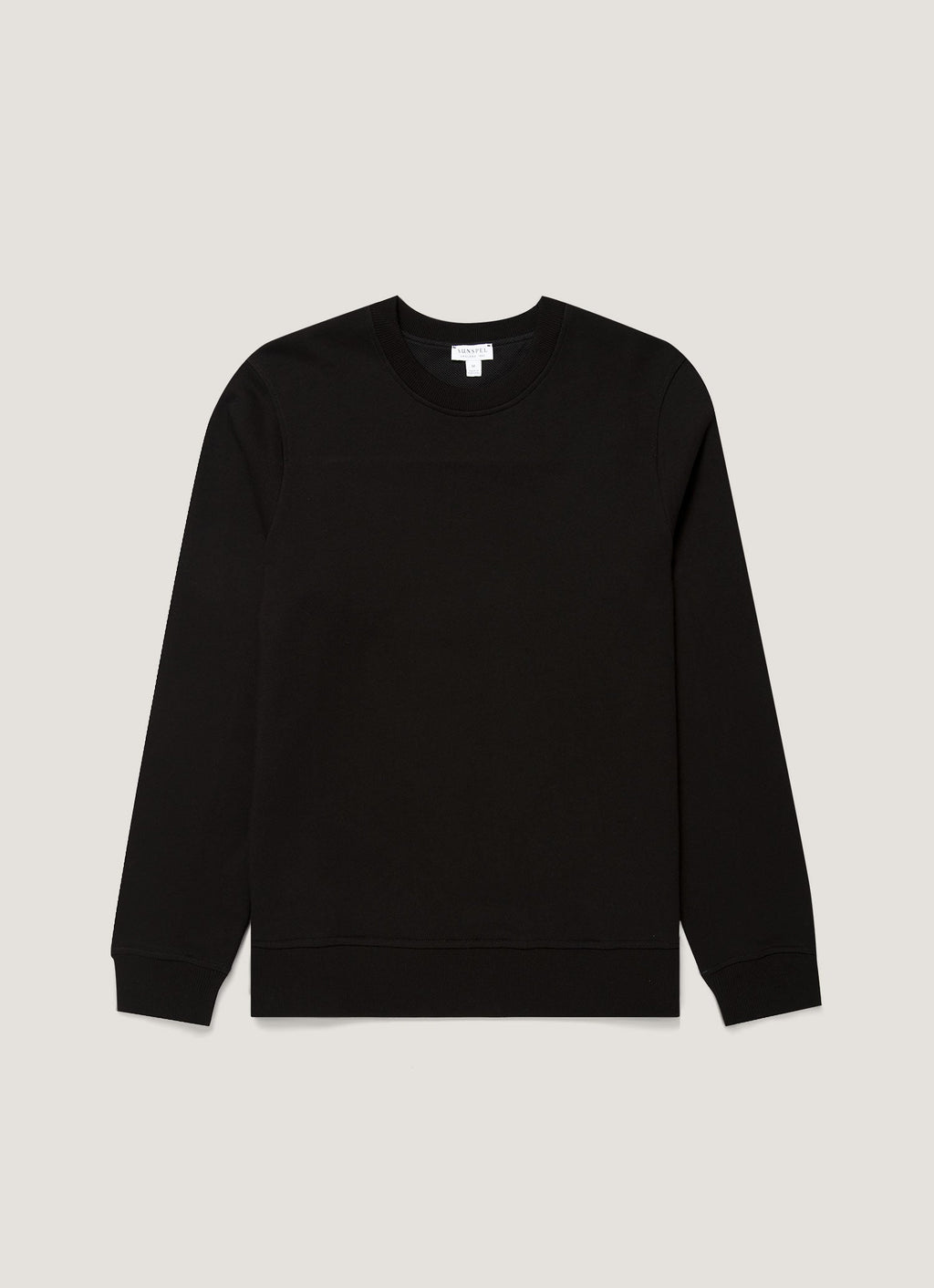 Sunspel Supima Loopback Sweatshirt - Black - garment front