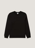 Sunspel Supima Loopback Sweatshirt - Black - garment front