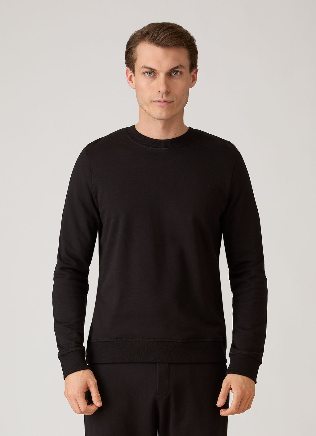 Sunspel Supima Loopback Sweatshirt - Black - model view