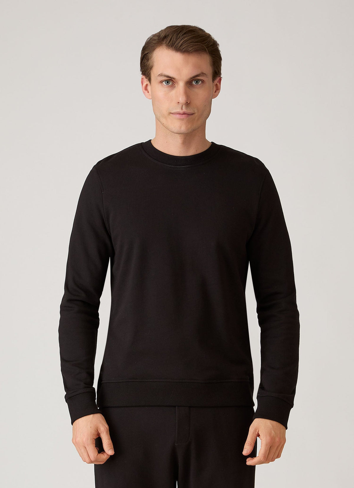 Sunspel Supima Loopback Sweatshirt - Black - model view