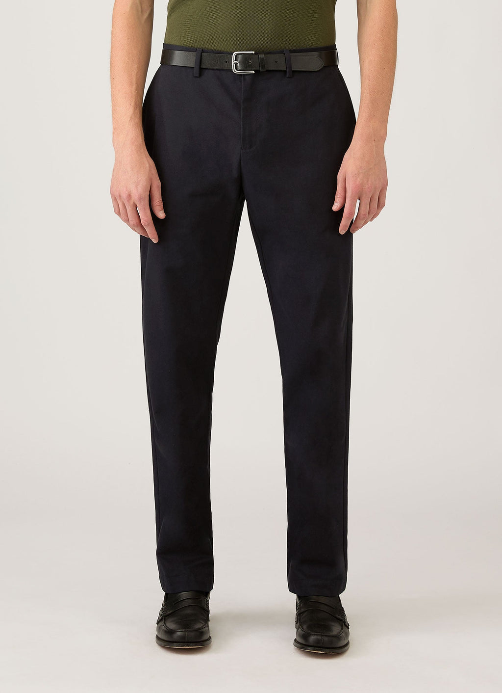 Sunspel Cotton Drill Trouser - Navy - model view