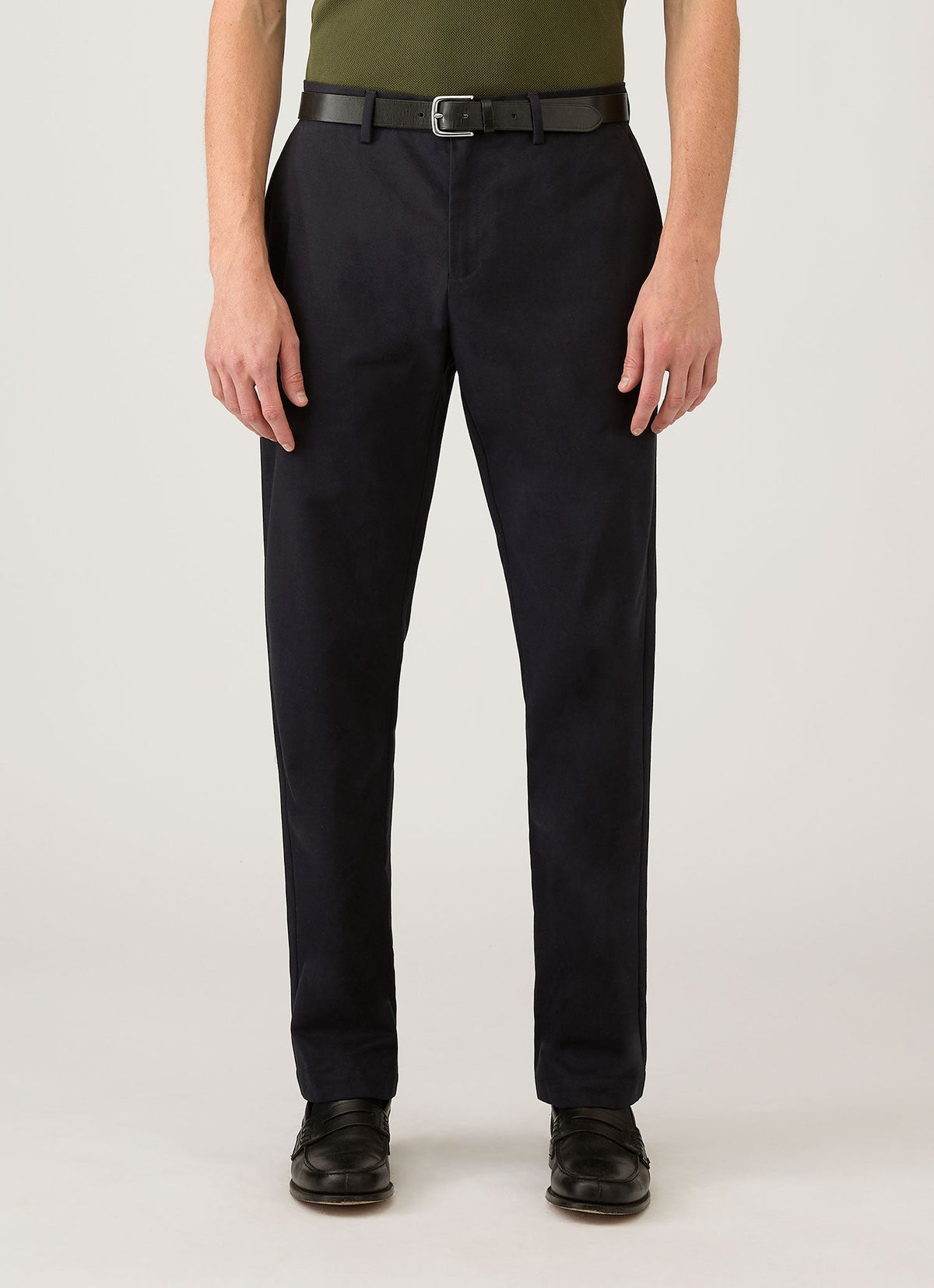 Sunspel Cotton Drill Trouser - Navy - model view