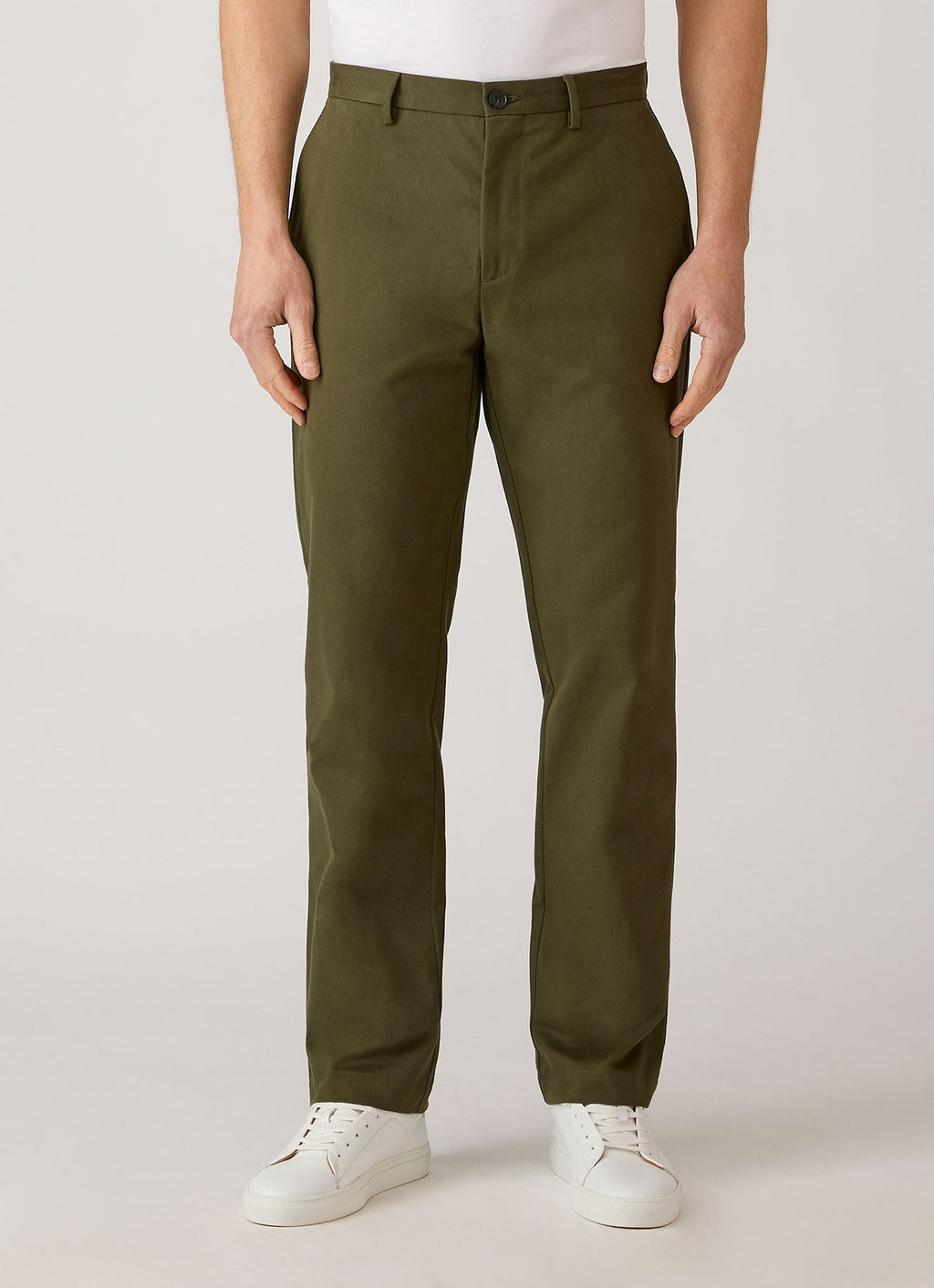 Sunspel Cotton Drill Trouser - Loden Green - model view