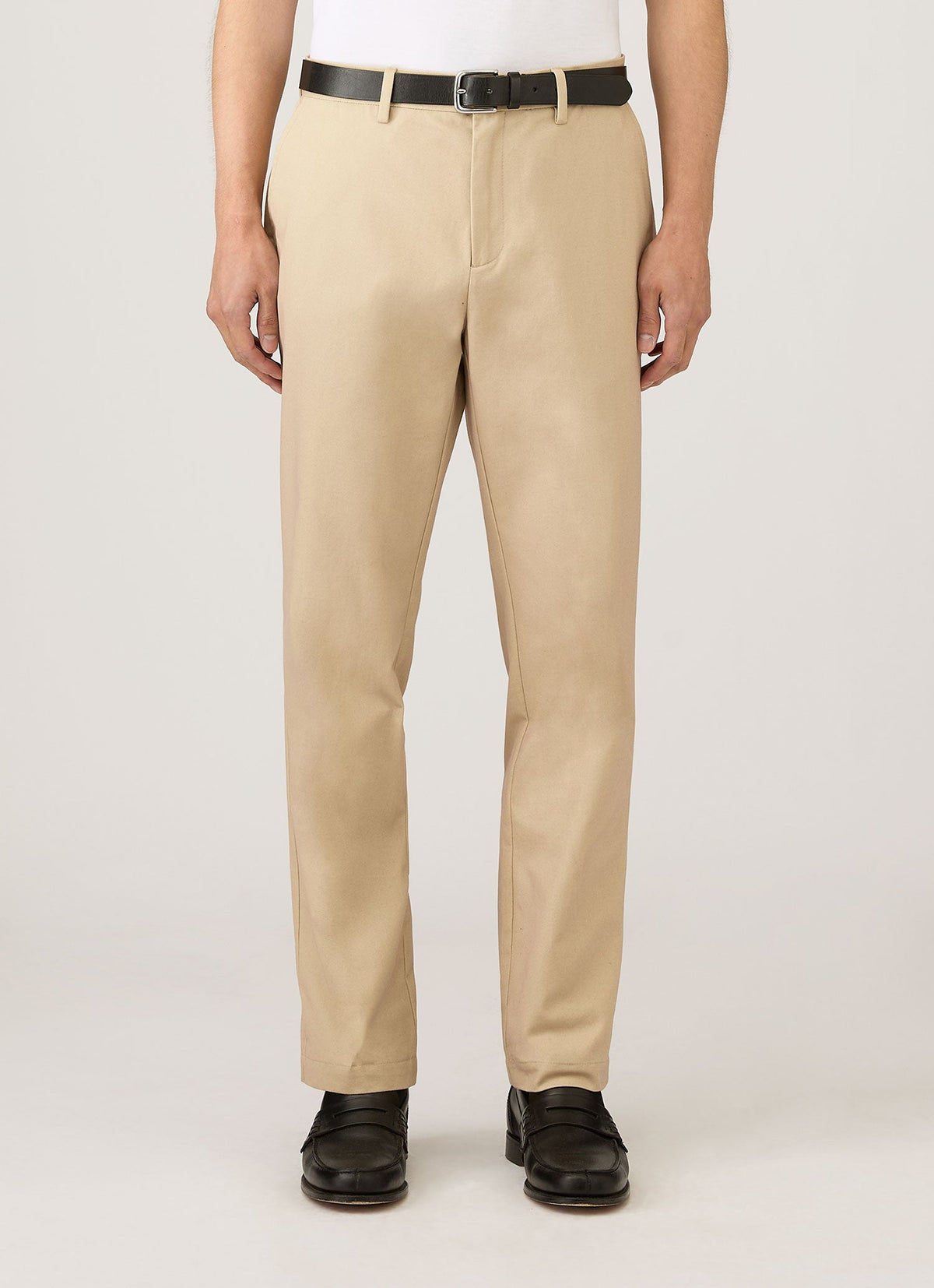 Sunspel Cotton Drill Trouser - Light Stone - model view