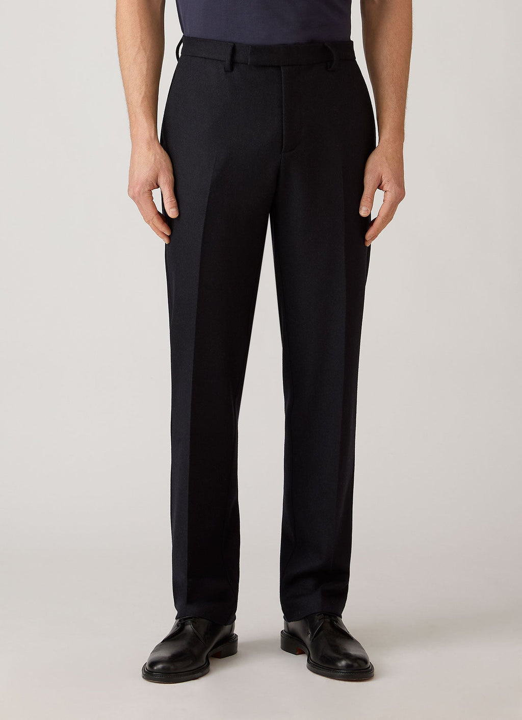 Sunspel Boiled Wool Trouser - Navy - model view