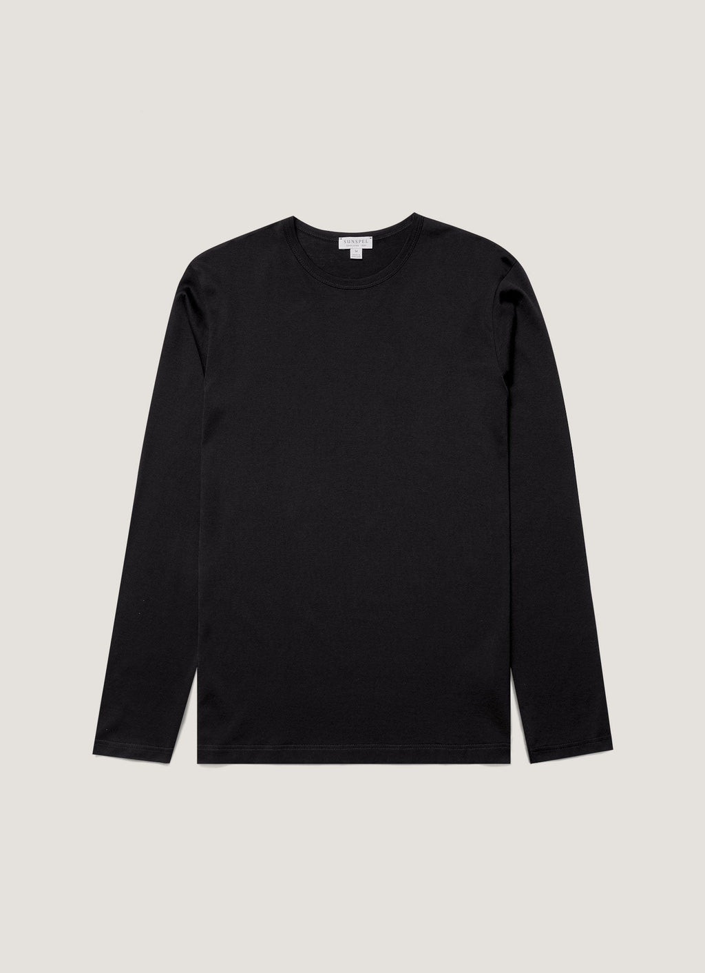 Sunspel Long Sleeve Classic T-Shirt - Black - garment front