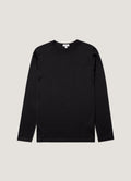 Sunspel Long Sleeve Classic T-Shirt - Black - garment front