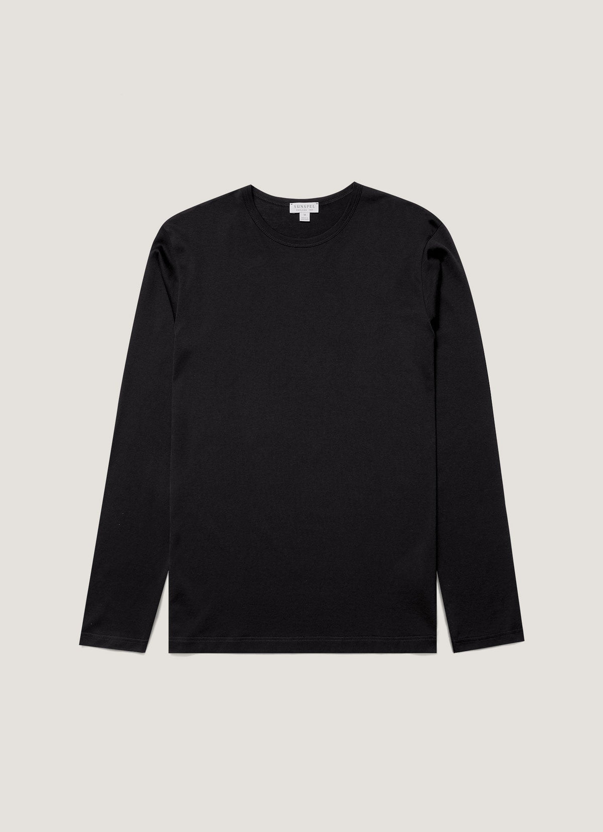Sunspel Long Sleeve Classic T-Shirt - Black - garment front