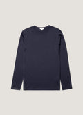 Sunspel Long Sleeve Classic T-Shirt - Navy - garment front