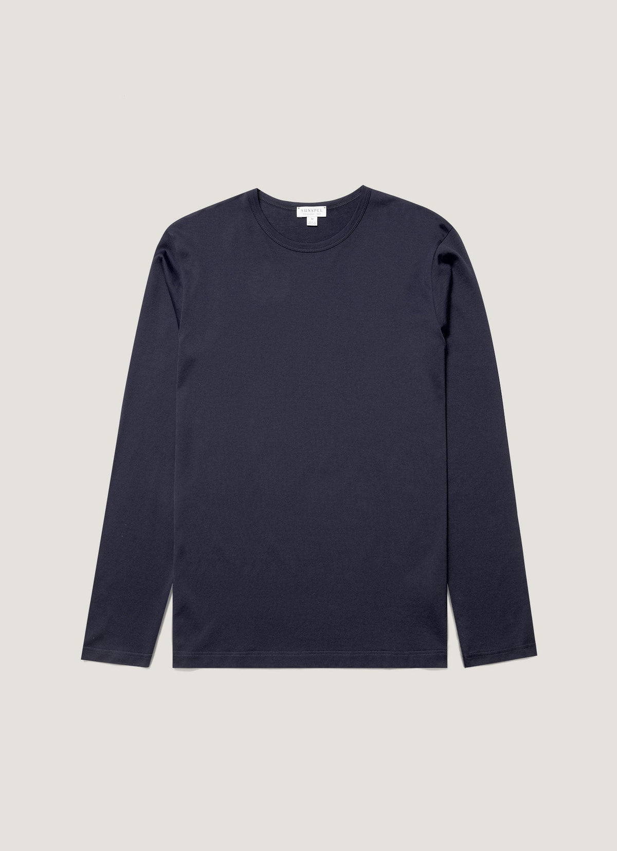 Sunspel Long Sleeve Classic T-Shirt - Navy - garment front