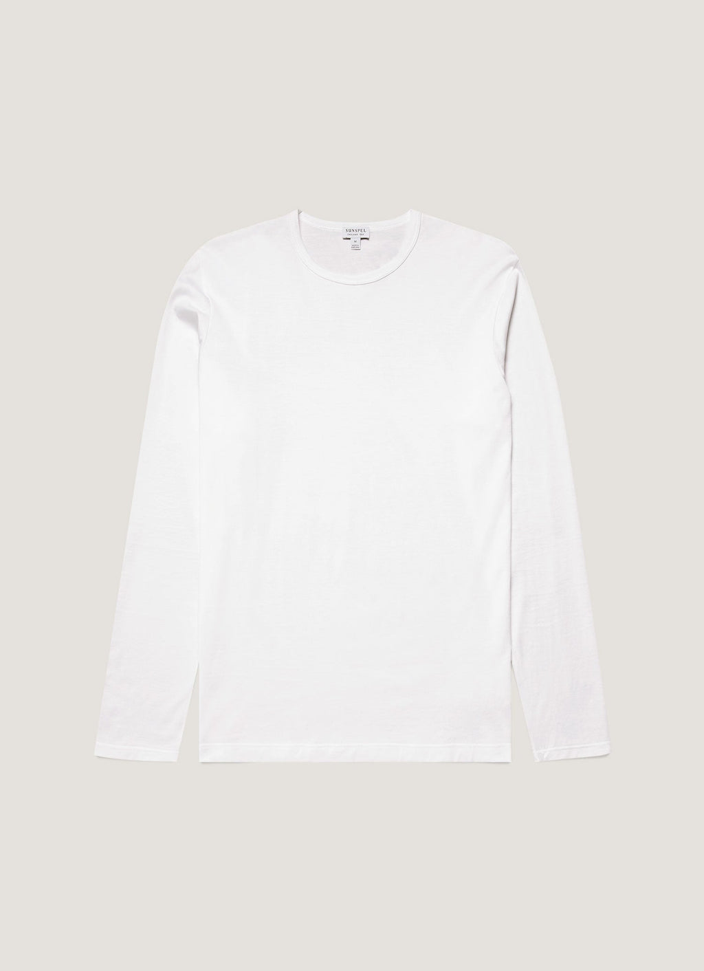 Sunspel Long Sleeve Classic T-Shirt - White - garment front