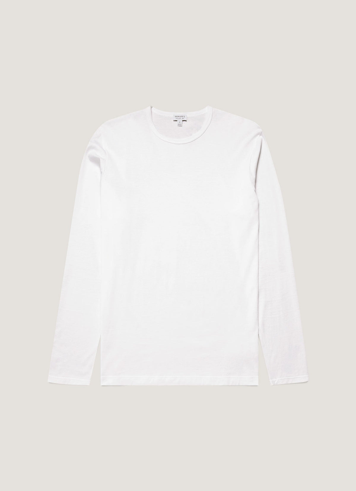 Sunspel Long Sleeve Classic T-Shirt - White - garment front