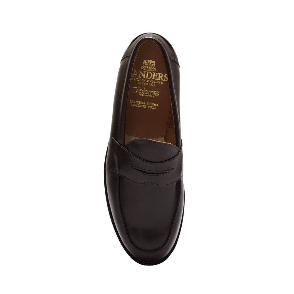 Sanders Madrid Dark Brown Calf Buttseam Penny Loafer