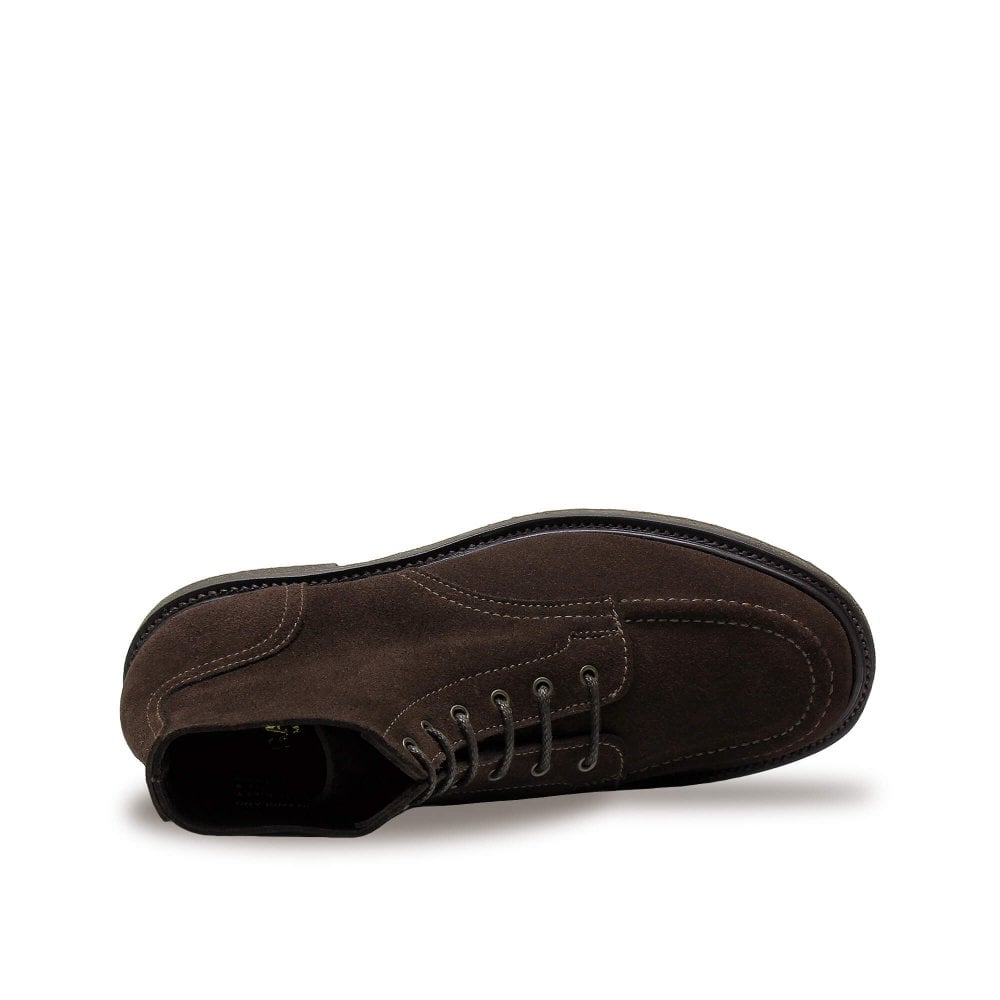 Sanders Riley Mocha Reverse Suede Apron Derby Boot