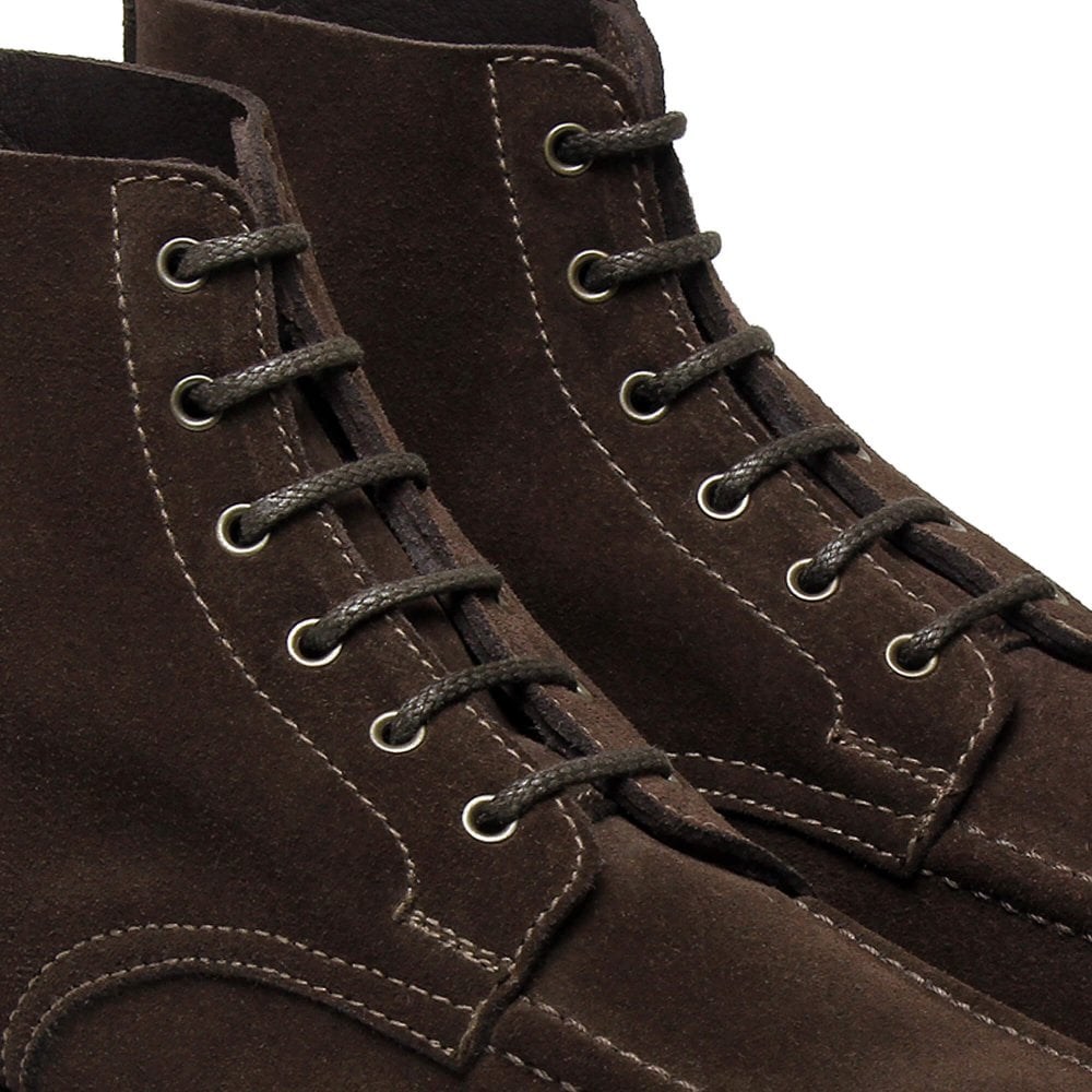 Sanders Riley Mocha Reverse Suede Apron Derby Boot
