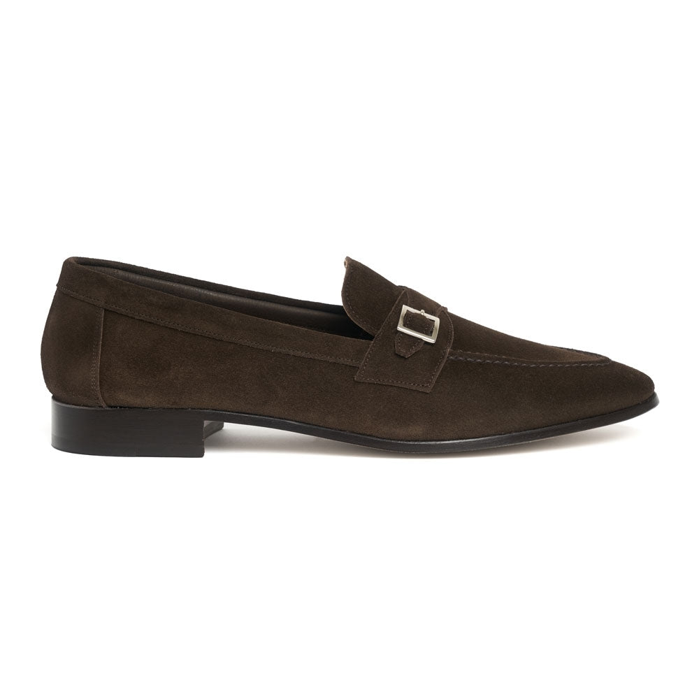 Joseph Cheaney Theo Monk Strap Loafer in Bitter Chocolate Suede