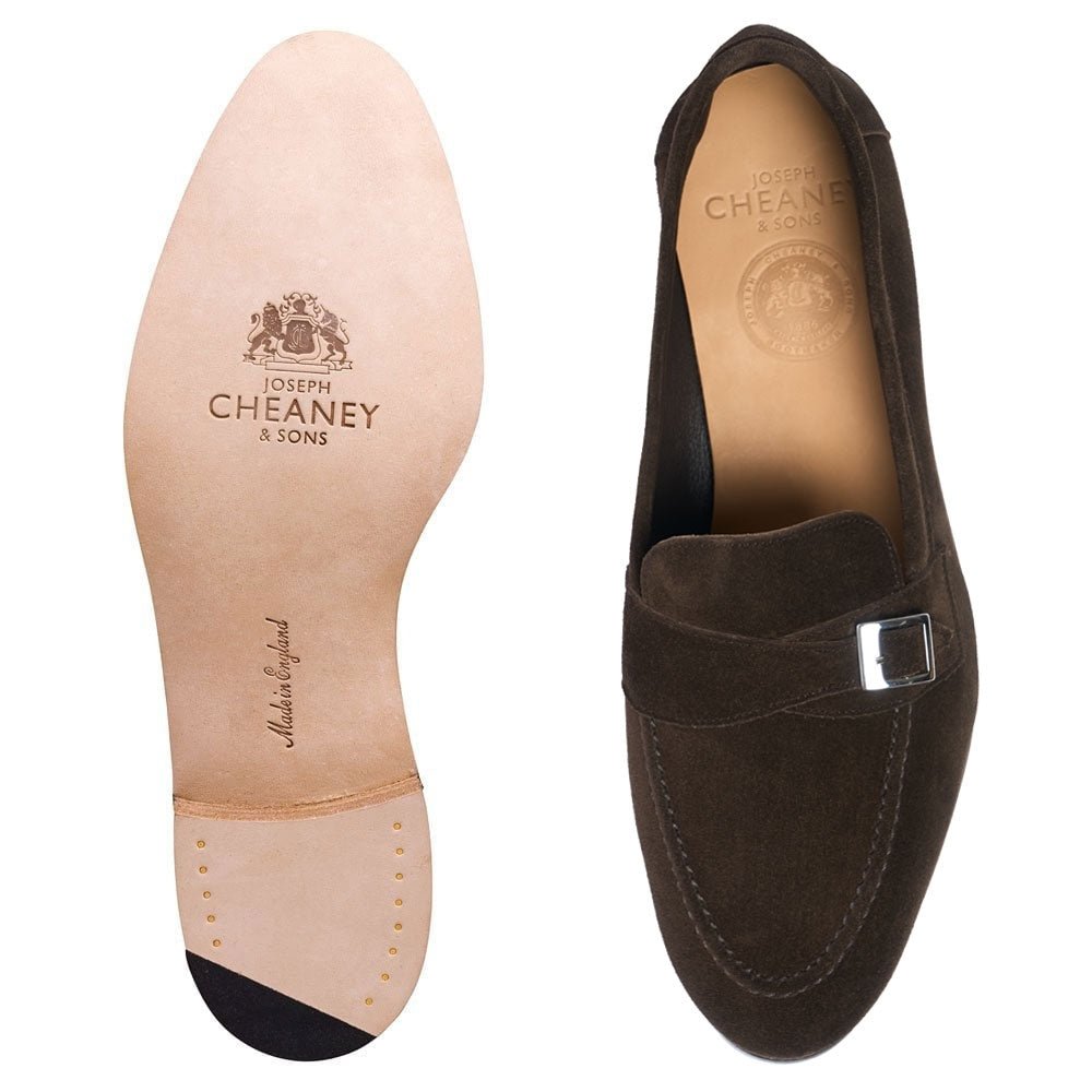 Joseph Cheaney Theo Monk Strap Loafer in Bitter Chocolate Suede