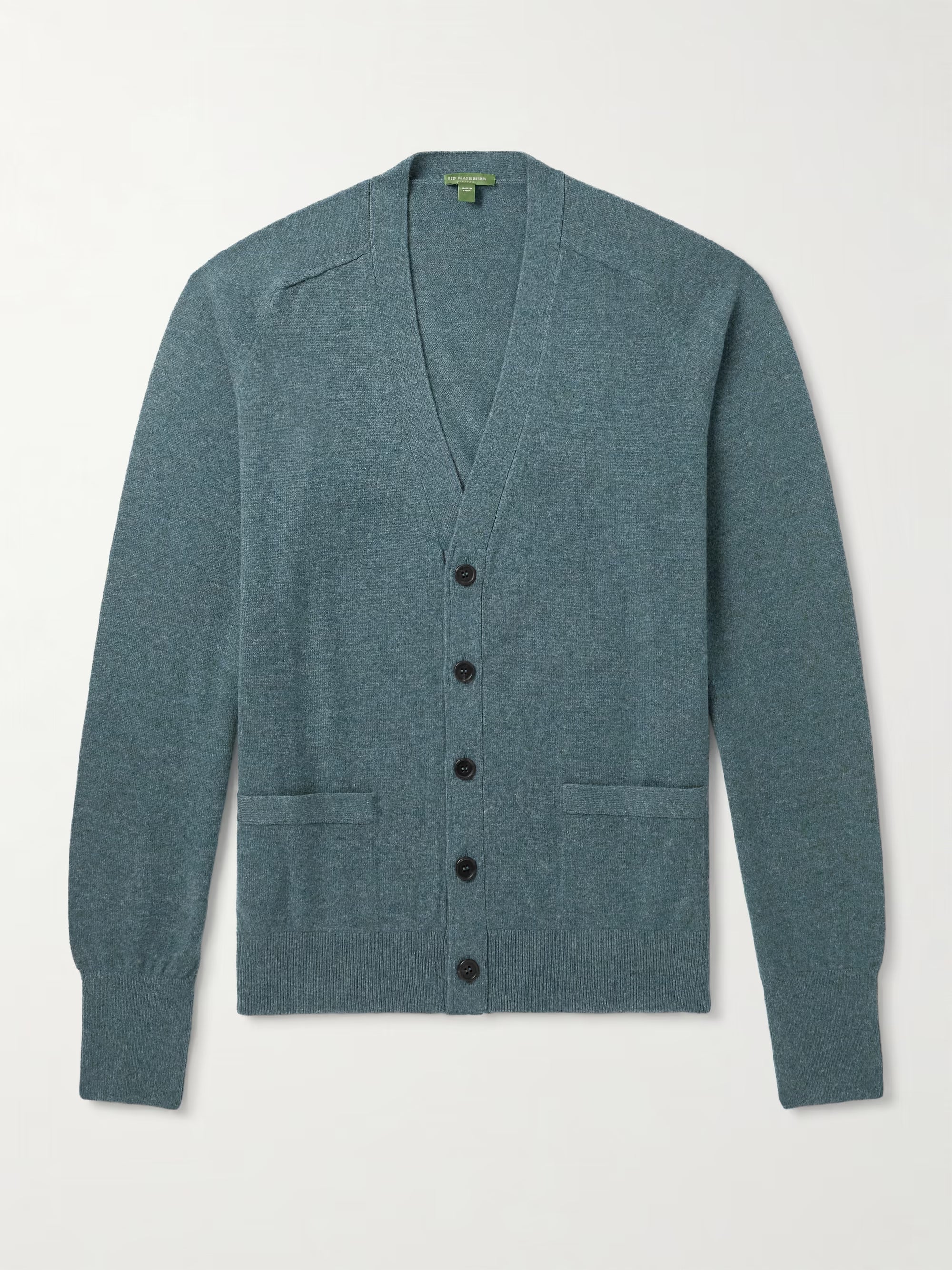 Sid Mashburn Heather Pine V-Neck Cashmere Cardigan