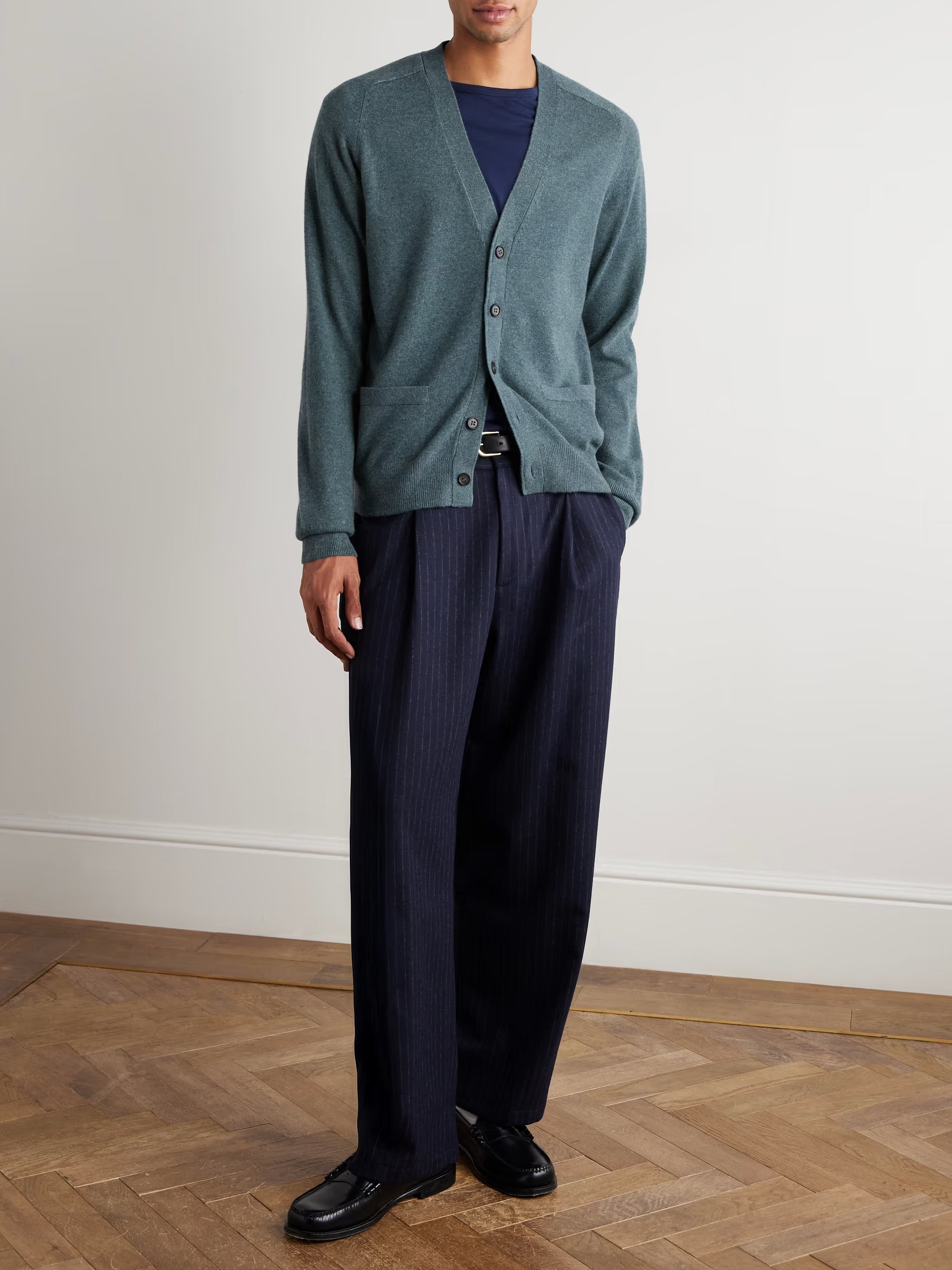 Sid Mashburn Heather Pine V-Neck Cashmere Cardigan