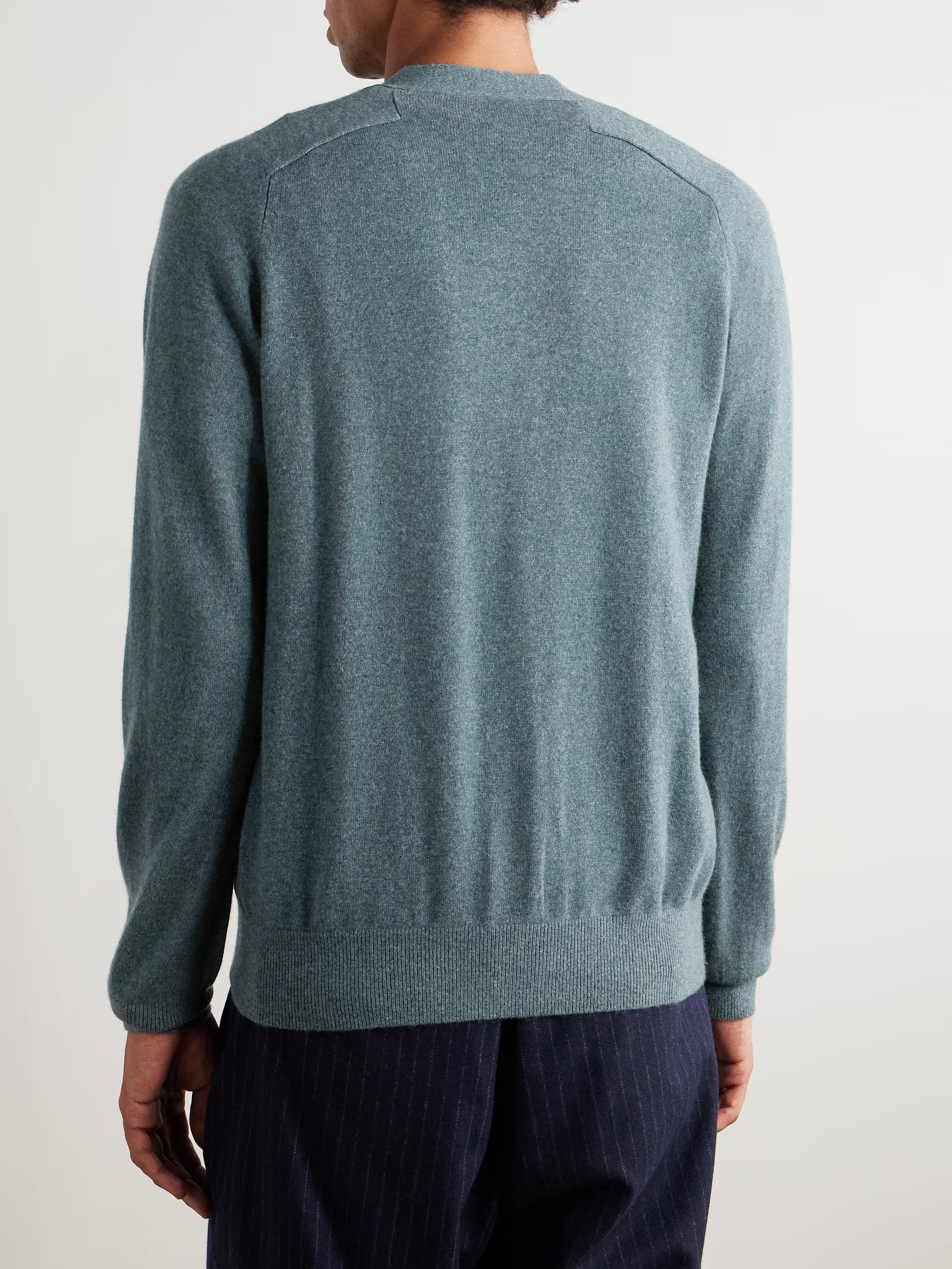 Sid Mashburn Heather Pine V-Neck Cashmere Cardigan